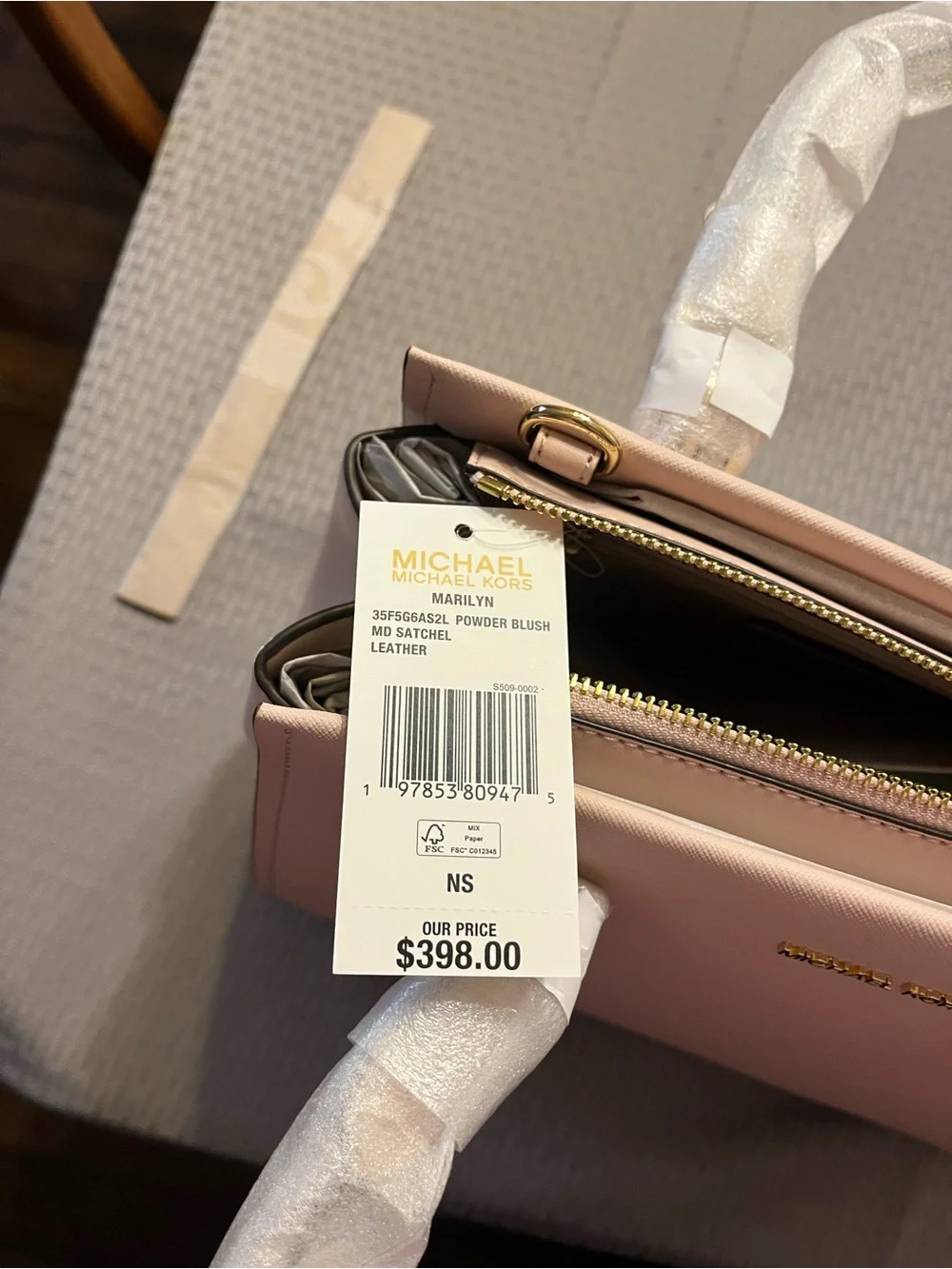 Michael Kors Powder Blush Leather Satchel with Gold Hardware